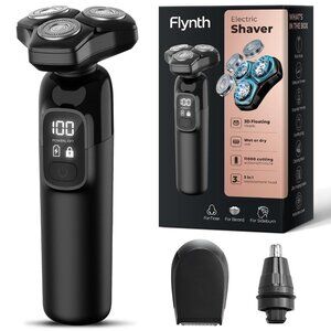 Electric Razor for Men Flynth 3-in-1 Cordless Shaver 3-Blade Rotary Shavers Wet/